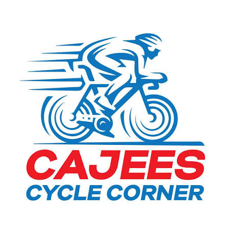 Earlier Cajees Cycle Corner logo featuring an illustrated cyclist