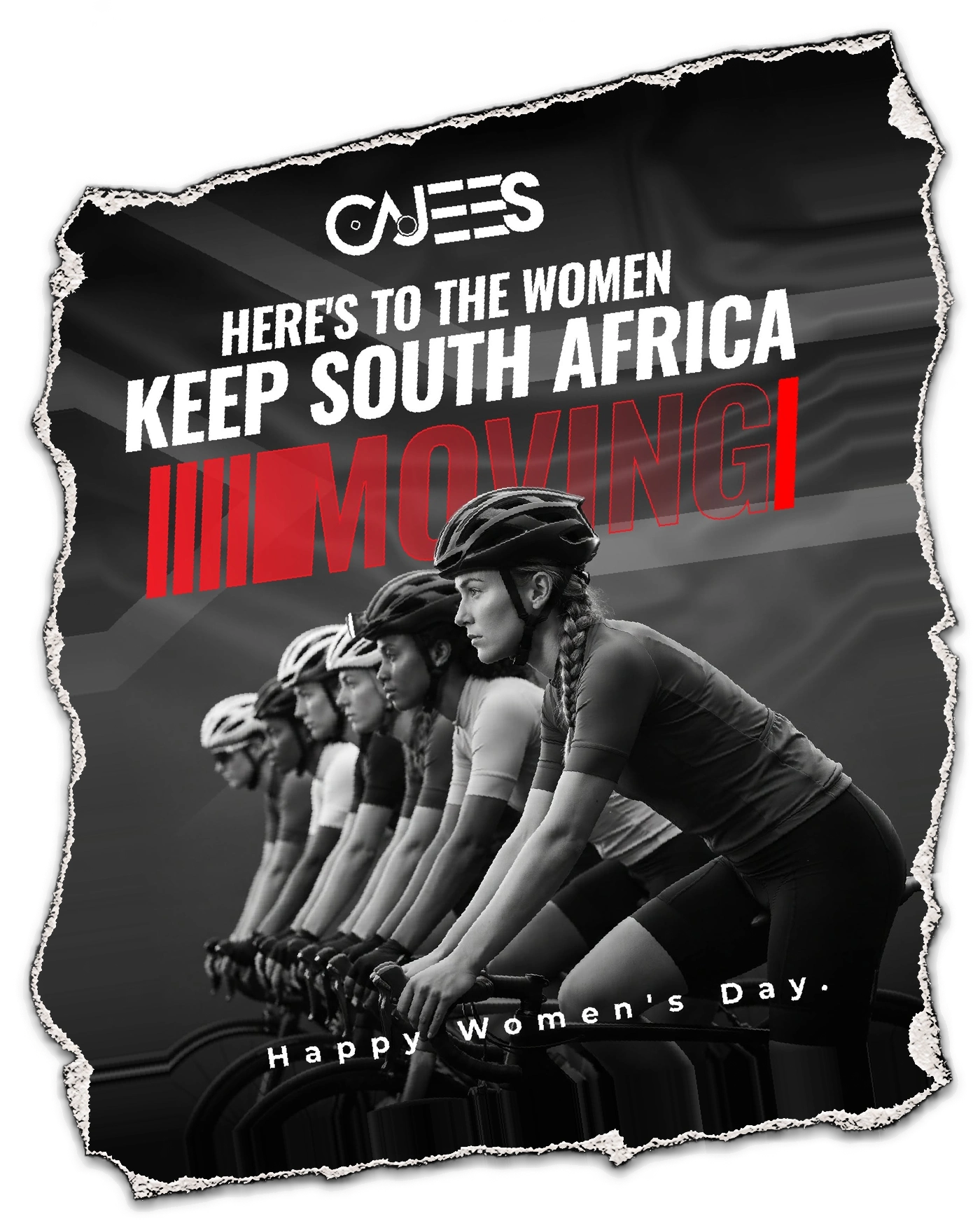 Approved Cajees Women's Day social design featuring women cyclists